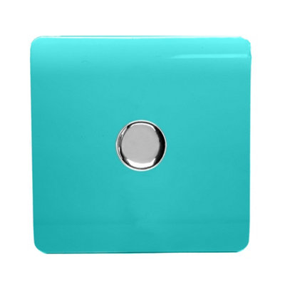 Trendi Switch 1 Gang 1 or 2 way 150w Rotary LED Dimmer Light Switch in Bright Teal