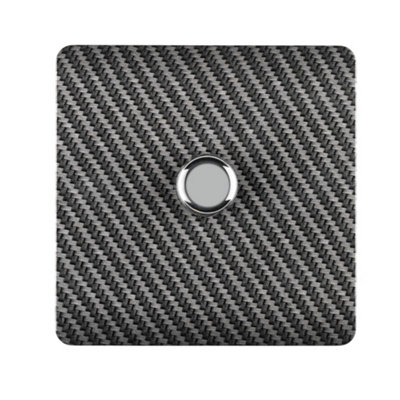 Trendi Switch 1 Gang 1 or 2 way 150w Rotary LED Dimmer Light Switch in Carbon Fibre