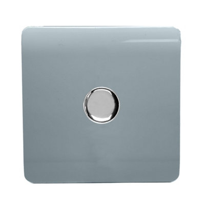 Trendi Switch 1 Gang 1 or 2 way 150w Rotary LED Dimmer Light Switch in Cool Grey