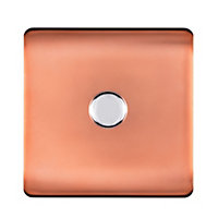 Trendi Switch 1 Gang 1 or 2 way 150w Rotary LED Dimmer Light Switch in Copper