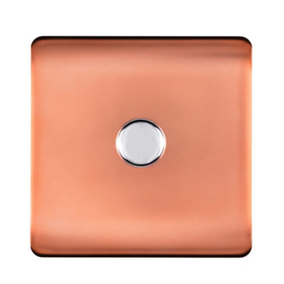 Trendi Switch 1 Gang 1 or 2 way 150w Rotary LED Dimmer Light Switch in Copper