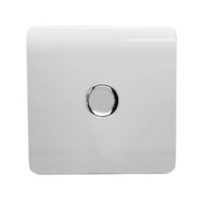 Trendi Switch 1 Gang 1 or 2 way 150w Rotary LED Dimmer Light Switch in Ice White