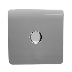 Trendi Switch 1 Gang 1 or 2 way 150w Rotary LED Dimmer Light Switch in Light Grey