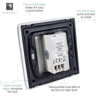 Trendi Switch 1 Gang 1 or 2 way 150w Rotary LED Dimmer Light Switch in ...