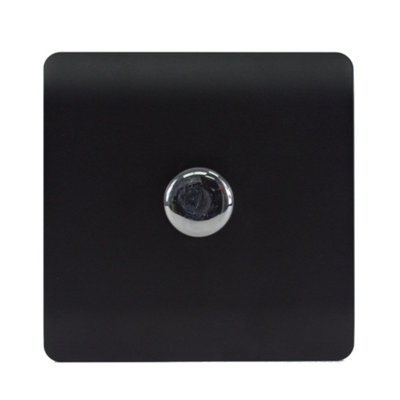 Trendi Switch 1 Gang 1 or 2 way 150w Rotary LED Dimmer Light Switch in Matt Black