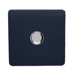 Trendi Switch 1 Gang 1 or 2 way 150w Rotary LED Dimmer Light Switch in Navy Blue