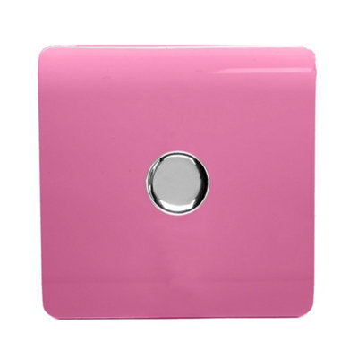 Trendi Switch 1 Gang 1 or 2 way 150w Rotary LED Dimmer Light Switch in Pink