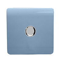 Trendi Switch 1 Gang 1 or 2 way 150w Rotary LED Dimmer Light Switch in Sky Blue