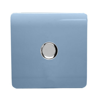 Trendi Switch 1 Gang 1 or 2 way 150w Rotary LED Dimmer Light Switch in Sky Blue