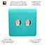 Trendi Switch 2 Gang 1 or 2 way 150w Rotary LED Dimmer Light Switch in Bright Teal