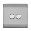 Trendi Switch 2 Gang 1 or 2 way 150w Rotary LED Dimmer Light Switch in Brushed Steel