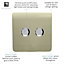 Trendi Switch 2 Gang 1 or 2 way 150w Rotary LED Dimmer Light Switch in Champagne Gold