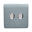 Trendi Switch 2 Gang 1 or 2 way 150w Rotary LED Dimmer Light Switch in Cool Grey