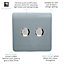 Trendi Switch 2 Gang 1 or 2 way 150w Rotary LED Dimmer Light Switch in Cool Grey