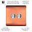 Trendi Switch 2 Gang 1 or 2 way 150w Rotary LED Dimmer Light Switch in Copper