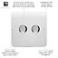 Trendi Switch 2 Gang 1 or 2 way 150w Rotary LED Dimmer Light Switch in Ice White