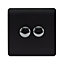 Trendi Switch 2 Gang 1 or 2 way 150w Rotary LED Dimmer Light Switch in Matt Black