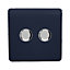 Trendi Switch 2 Gang 1 or 2 way 150w Rotary LED Dimmer Light Switch in Navy Blue