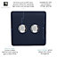 Trendi Switch 2 Gang 1 or 2 way 150w Rotary LED Dimmer Light Switch in Navy Blue