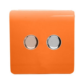 Trendi Switch 2 Gang 1 or 2 way 150w Rotary LED Dimmer Light Switch in Orange