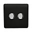 Trendi Switch 2 Gang 1 or 2 way 150w Rotary LED Dimmer Light Switch in Piano Black
