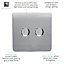 Trendi Switch 2 Gang 1 or 2 way 150w Rotary LED Dimmer Light Switch in Platinum Silver