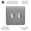 Trendi Switch 2 Gang 1 or 2 way 150w Rotary LED Dimmer Light Switch in Warm Grey