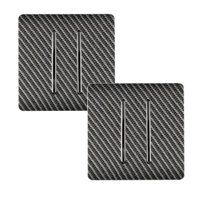 Trendi Switch 2 Gang 1 or 2 way Rocker Modern Designer Light Switch in Carbon Fibre (Pack of 2)