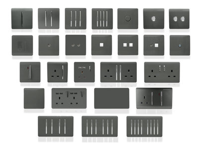 Trendi Switch 2 Gang 4 Port USB 2.1mA Double Plug Socket Charcoal