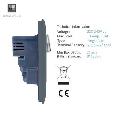 Trendi Switch 2 Gang 4 Port USB 2.1mA Double Plug Socket Warm Grey