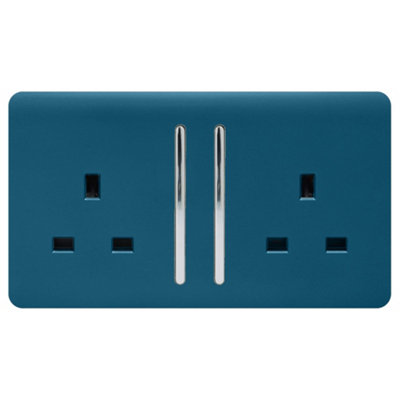 Trendi Switch 2 Gang Midnight Blue Double Plug Socket Modern Designer ...