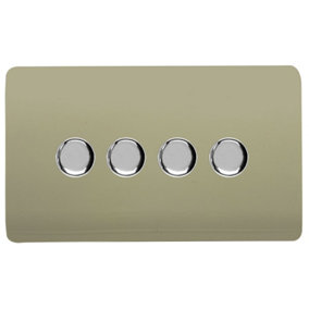 Trendi Switch 4 Gang 1 or 2 way 150w Rotary LED Dimmer Light Switch in Champagne Gold