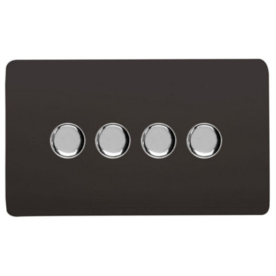 Trendi Switch 4 Gang 1 or 2 way 150w Rotary LED Dimmer Light Switch in Dark Mocha Brown Price Comparisons | Compare The Build