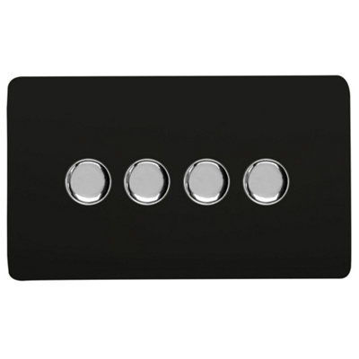 Trendi Switch 4 Gang 1 or 2 way 150w Rotary LED Dimmer Light Switch in Matt Black Price Comparisons | Compare The Build