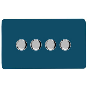 Trendi Switch 4 Gang 1 or 2 way 150w Rotary LED Dimmer Light Switch in Midnight Blue