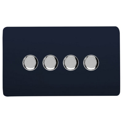 Trendi Switch 4 Gang 1 or 2 way 150w Rotary LED Dimmer Light Switch in Navy Blue Price Comparisons | Compare The Build
