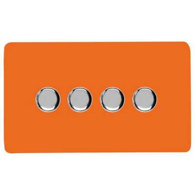 Trendi Switch 4 Gang 1 or 2 way 150w Rotary LED Dimmer Light Switch in Orange Price Comparisons | Compare The Build