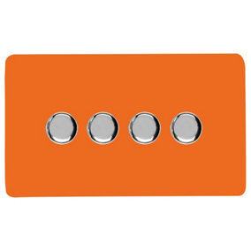 Trendi Switch 4 Gang 1 or 2 way 150w Rotary LED Dimmer Light Switch in Orange