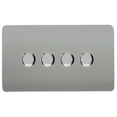 Trendi Switch 4 Gang 1 or 2 way 150w Rotary LED Dimmer Light Switch in Platinum Silver Price Comparisons | Compare The Build