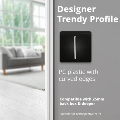 Trendi Switch Black 1 Gang 2 Way 10 Amp Light Switch