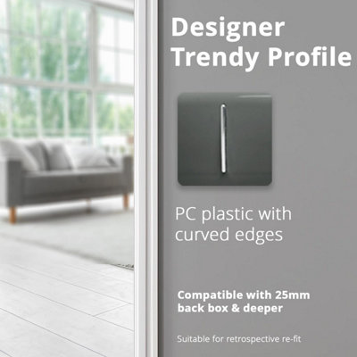 Trendi Switch Charcoal 1 Gang 2 Way 10 Amp Light Switch