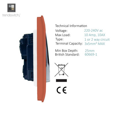 Trendi Switch Copper 1 Gang 2 way Light Switch