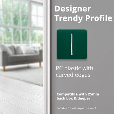 Trendi Switch Dark Green 1 Gang 1 or 2 way Light Switch