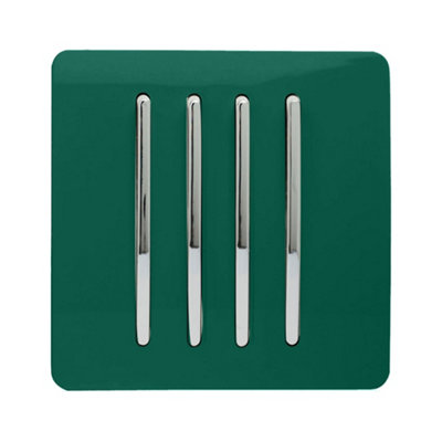 Trendi Switch Dark Green 4 Gang 1 or 2 way Rocker Light Switch, ART-SS8DG