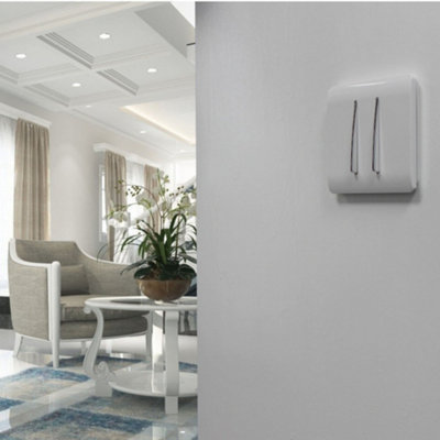 Trendi Switch Ice White 2 Gang Rocker Light Switch (1x 1 or 2 way & 1x Intermediate), ART-SS29WH