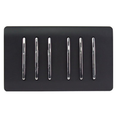 Trendi Switch Matt Black 6 Gang 1 or 2 Way Light Switch, ART-SS66MBK