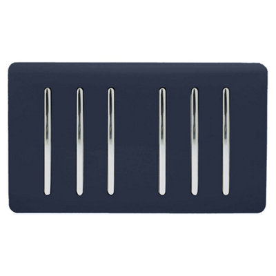 Trendi Switch Navy 6 Gang 1 or 2 Way Light Switch, ART-SS66NV