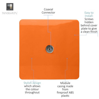 Trendi Switch Orange 1 Gang Female Co-Axial Television Socket, ART-TVSOR