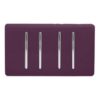 Trendi Switch Plum 4 Gang 1 or 2 Way Light Switch, ART-SS44PL