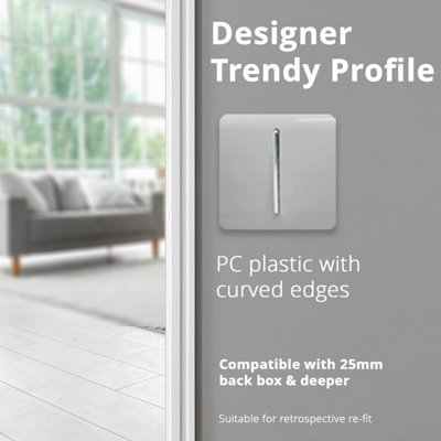 Trendi Switch Silver 1 Gang 2 Way 10 Amp Light Switch